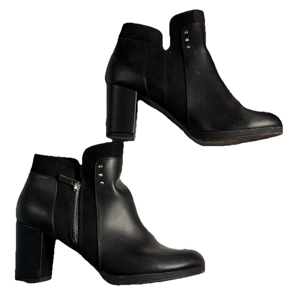 Bella Vita Royal ll Womens Ankle Bootie Black Leather Boots Zip-Up Heel 10